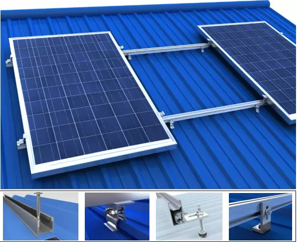 Aluminum profile solar module mounting structure with l feet for steel sheet roof